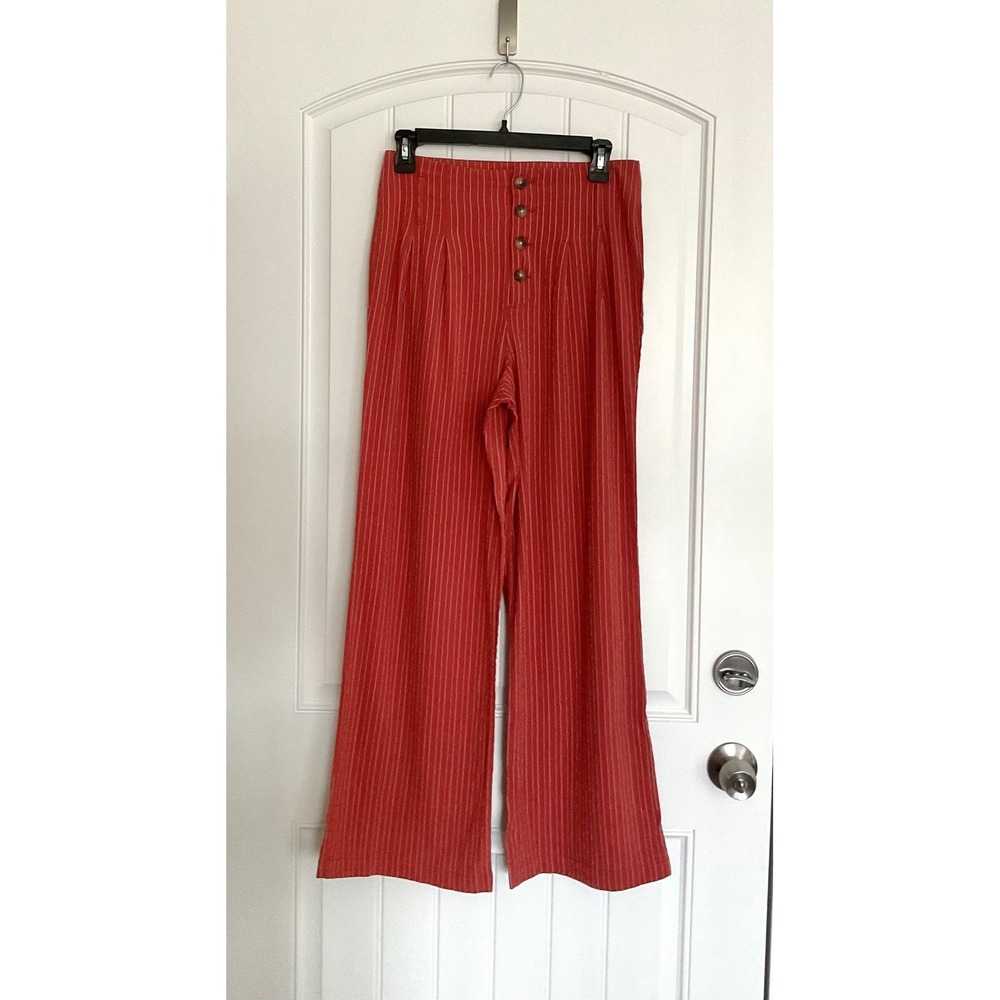 Francesca's Blue Rain Women's Boho Orange High Waisted Wide Leg Pants Size Small